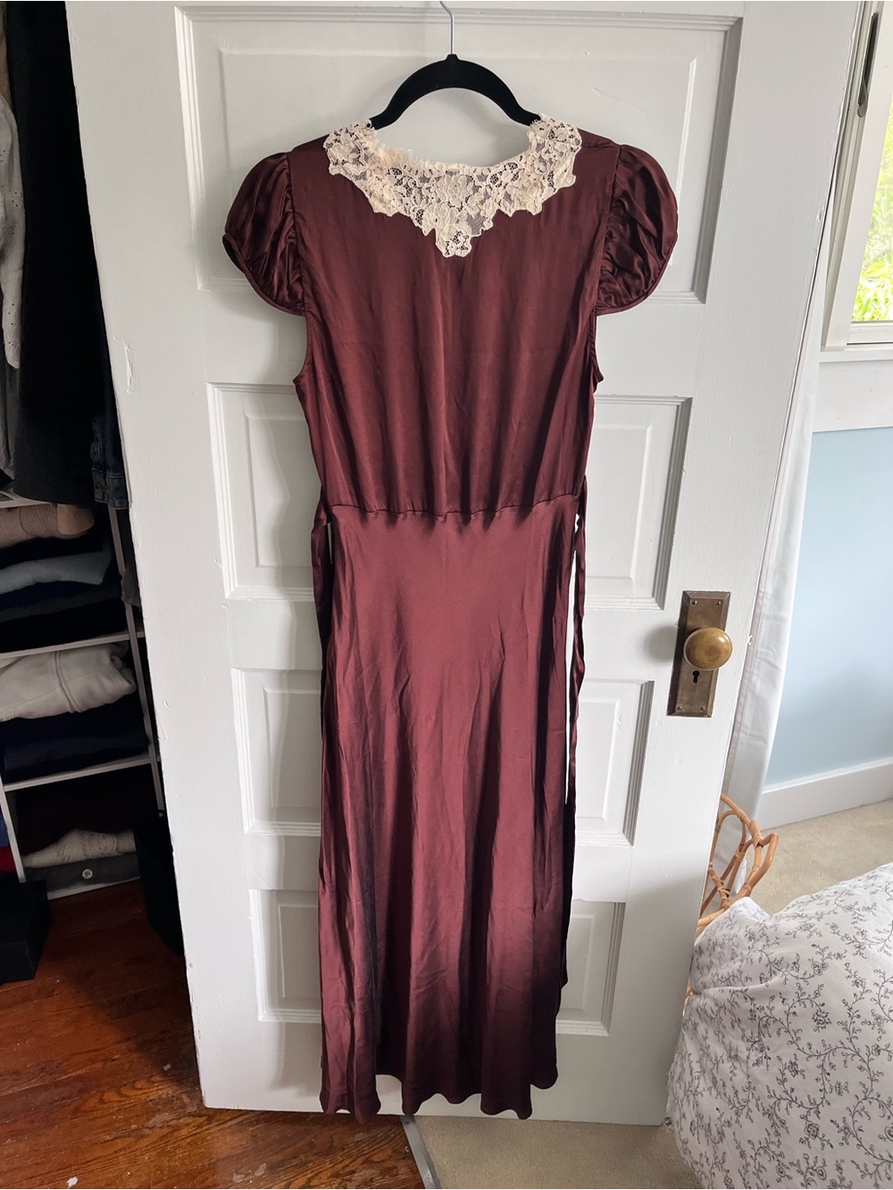 DÔEN Coraline 100% Silk Lace-Trim Maxi Dress in Huckleberry – Size Medium - Picture 3 of 8